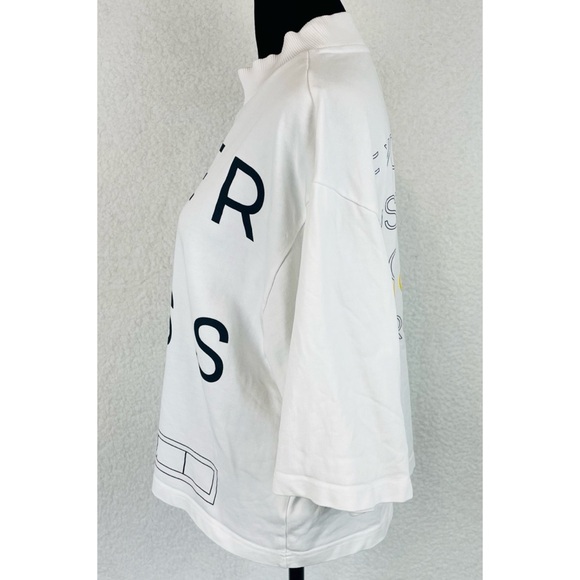 PYER MOSS • White “We Forgive You” Short Sleeve Mockneck Logo Tee, M - Picture 9 of 16